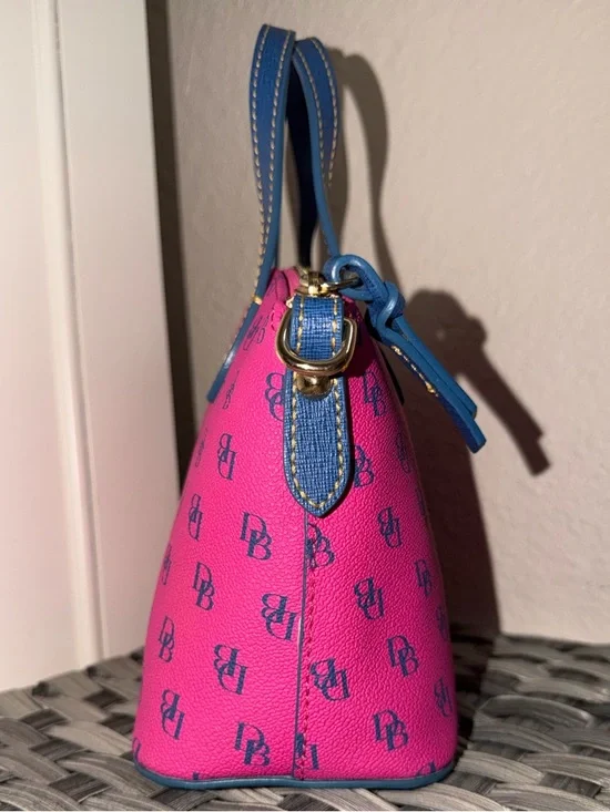Dooney & Bourke Gretta Mini Top Handle Satchel - Pink Blue Crossbody DB Monogram - Picture 10 of 14